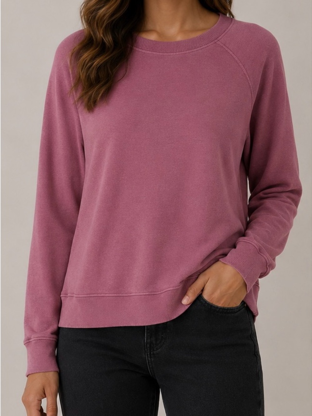 Athleta Women’s Pink Mauve Crewneck Sweatshirt Pullover Size Small Oversized